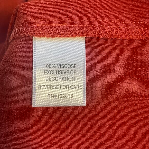 Garnet Hill Embroidered-Yoke Bishop-Sleeve Blouse Womens XL Rust Floral Boho Top - Picture 8 of 10